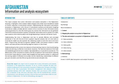 Afghanistan: Information and analysis ecosystem 
