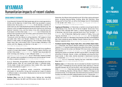 Myanmar: humanitarian impacts of recent clashes