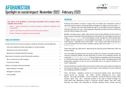 Afghanistan: Spotlight on social impact (November 2022 - February 2023)