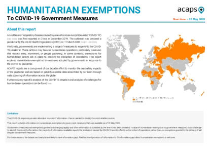 COVID-19: Humanitarian Exemptions to Goverment Measures