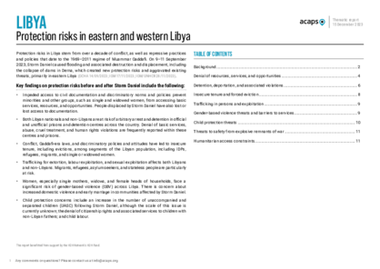 Protection risks in eastern and western Libya