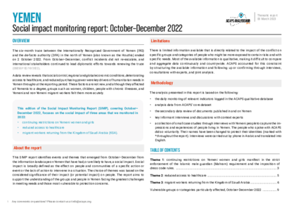 Yemen: Social Impact Monitoring October to December 2022