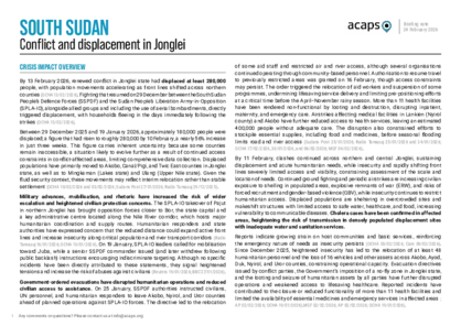 South Sudan: Conflict and displacement in Jonglei