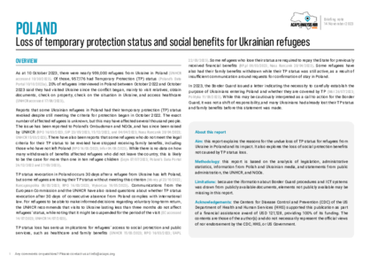 Poland: loss of temporary protection status and social benefits for Ukrainian Refugees