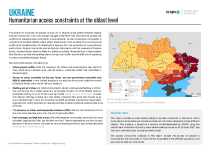 Ukraine: humanitarian access constraints at the oblast level