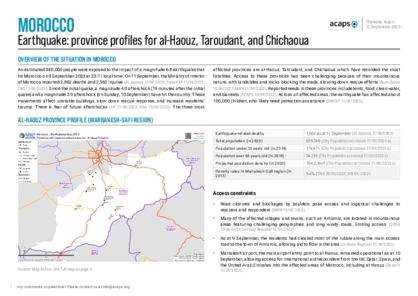 Earthquake in Morocco: province profiles for al-Haouz, Taroudant, and Chichaoua
