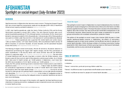 Afghanistan: spotlight on social impact