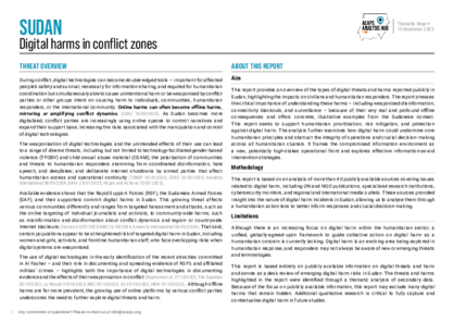 Sudan: digital harms in conflict zones Sudan: digital harms in conflict zones