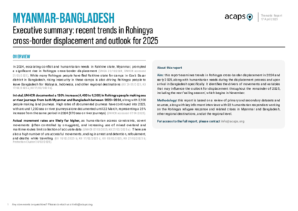 Myanmar-Bangladesh: trends in Rohingya cross-border displacement and outlook for 2025