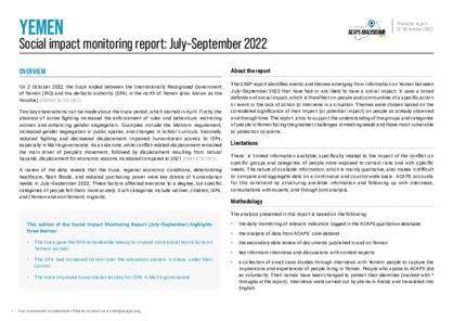 Yemen: social impact monitoring July - September 2022