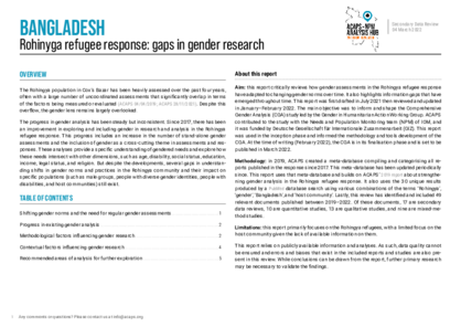 Gaps in gender research in the Rohingya refugee response 