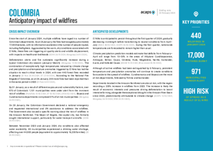 Colombia: anticipated impact of wildfires