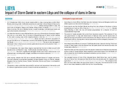Libya: impact of Storm Daniel in eastern Libya and the collapse of dams in Derna