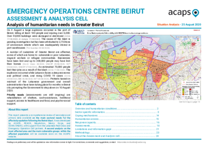 Lebanon: Analysis of humanitarian needs in Greater Beirut