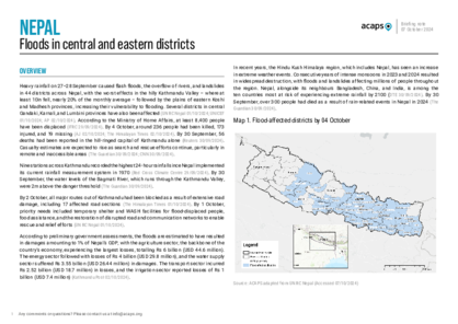 Nepal: Floods in central and eastern districts