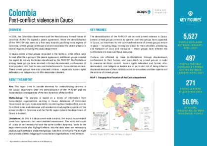 Colombia: Post-conflict violence in Cauca