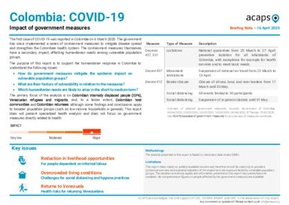 Colombia: Impact of COVID-19 Government Measures