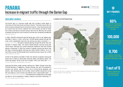 Panama: Increase in migrant traffic through the Darien Gap