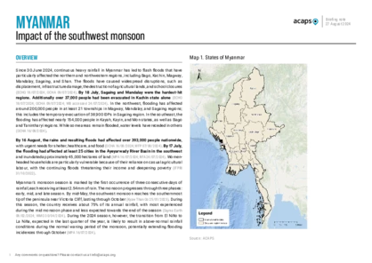 Myanmar: impact of the southwest monsoon