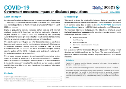 COVID-19 Government Measures: Impact on Displaced Populations Update III