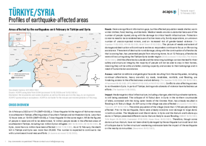 Profiles of earthquake-affected areas in Syria and Turkiye