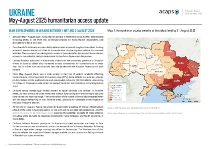 Ukraine: May–August 2025 humanitarian access update