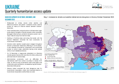 Ukraine: quarterly humanitarian access update