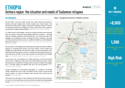 Ethiopia: situation and needs of Sudanese refugees in Amhara region