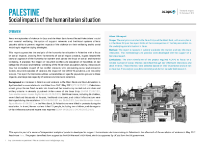 Palestine: Social impacts analysis 