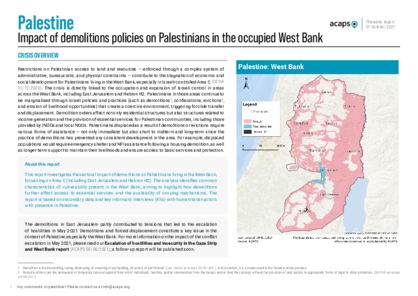 Palestine: Impact of demolitions policy