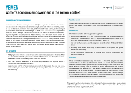 Women’s economic empowerment in the Yemeni context