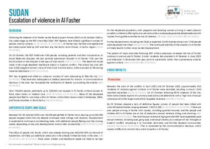Sudan: escalation of violence in Al Fasher Sudan: escalation of violence in Al Fasher
