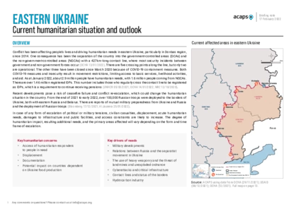 Eastern Ukraine: current humanitarian crisis and outlook