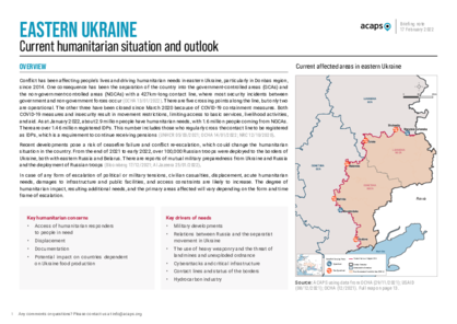 Eastern Ukraine: current humanitarian crisis and outlook