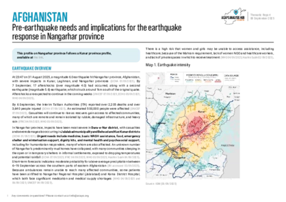 Afghanistan: pre-earthquake needs and implications for the earthquake  response in Nangarhar province